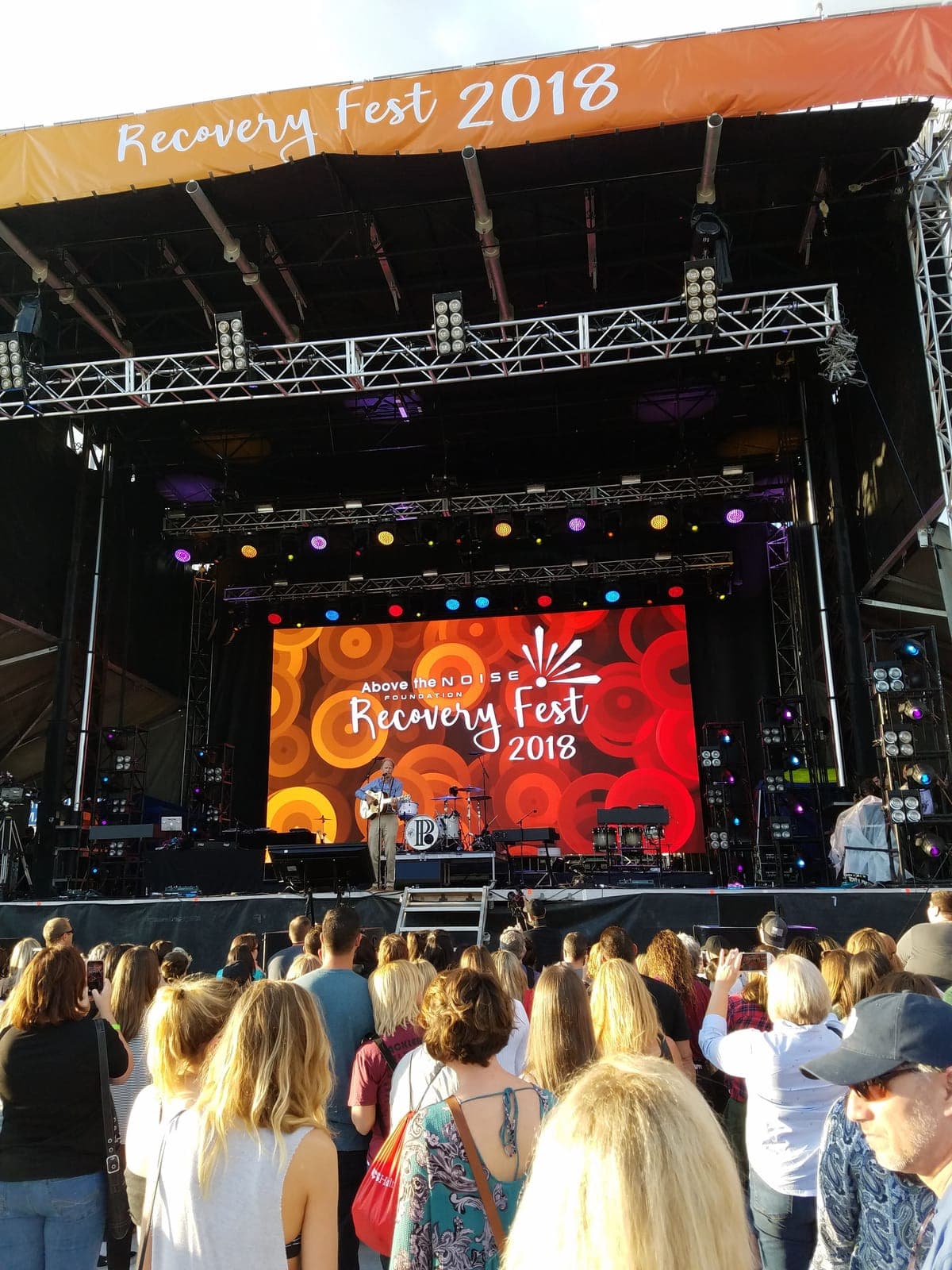 A crowd in front of the main stage at Recovery Fest 2018.